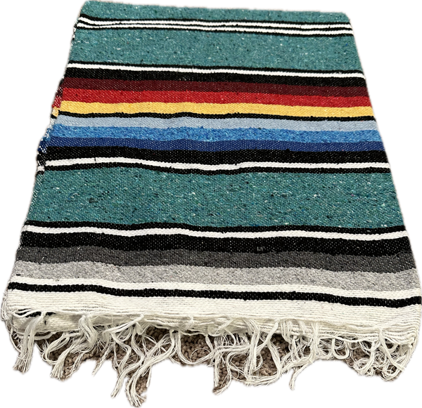 Mexican Baja Blanket Striped - Turquoise