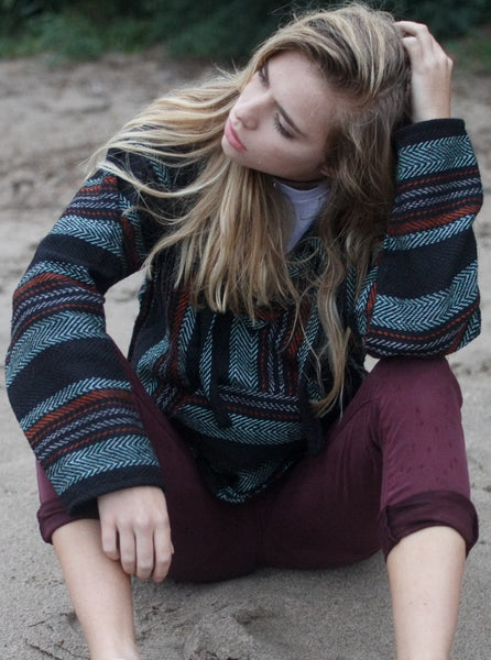Baja Hoodie - Black Turquoise