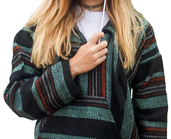 Baja Hoodie - Black Turquoise