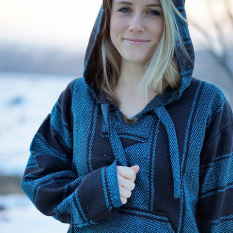 Maya Blue/Black Baja Hoodie Drug Rug